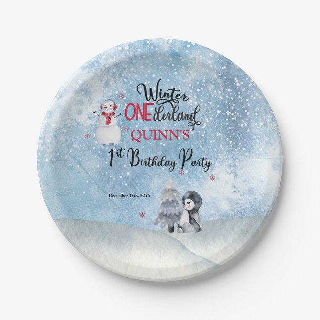 Plato De Papel Pingüino | Invierno de Nieve Onederland Primer cum (Anverso)