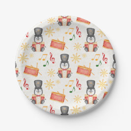 Plato De Papel Pingüino Nácrago de los Navidades rojos curados