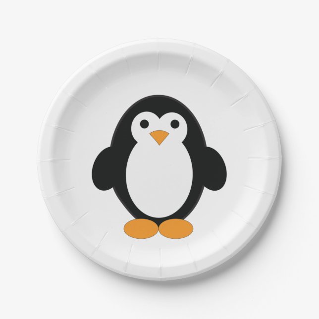 Plato De Papel Pingüino Personalizado (Anverso)