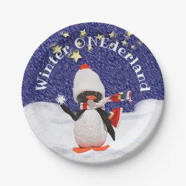 Plato De Papel Pingüino, primer cumpleaños de Onederland