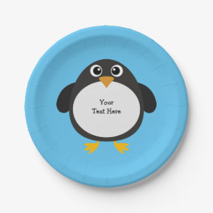 Plato De Papel Pingüino rechoncho personalizado