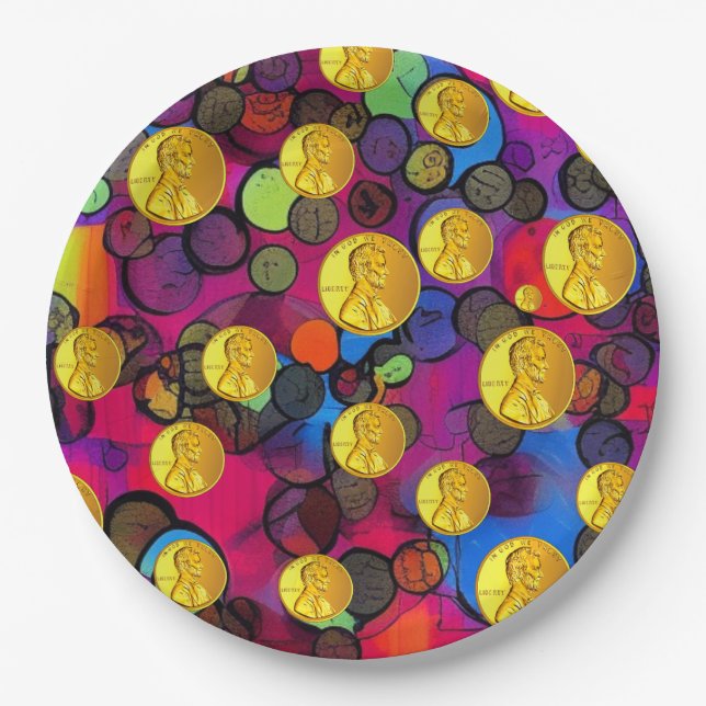 Plato De Papel Pingüinos afortunados (Anverso)