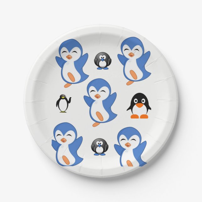 Plato De Papel Pingüinos de Pates de Papel (Anverso)