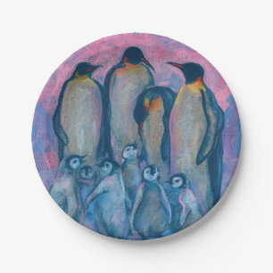 Plato De Papel Pingüinos emperadores, Padres de la Antártida y Ni