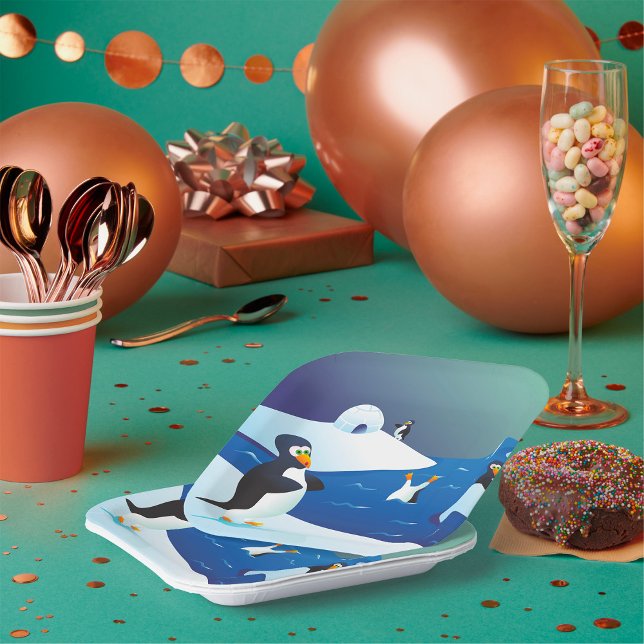 Plato De Papel Pingüinos Y Hielo (Subido por el creador)
