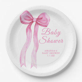 Plato De Papel Pink a Bow Chica Bebé ducha