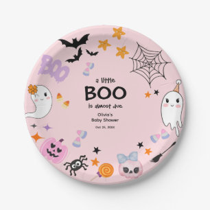 Plato De Papel Pink A Little Boo Cuo Fantasma Baby Shower