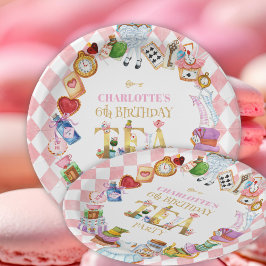 Plato De Papel Pink Alice in Wonderland 6th Birthday  