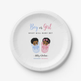 Plato De Papel Pink and Blue African American Baby Gender Reveal
