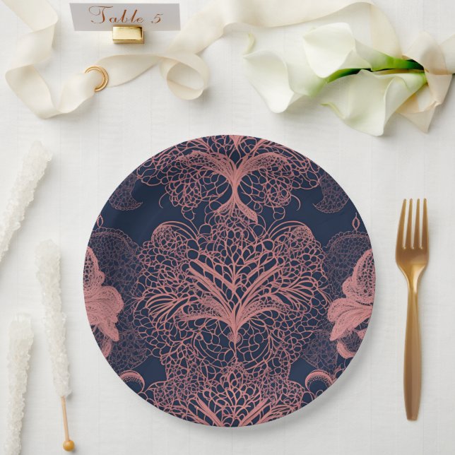Plato De Papel Pink and dark blue shapes AI art  (Boda)