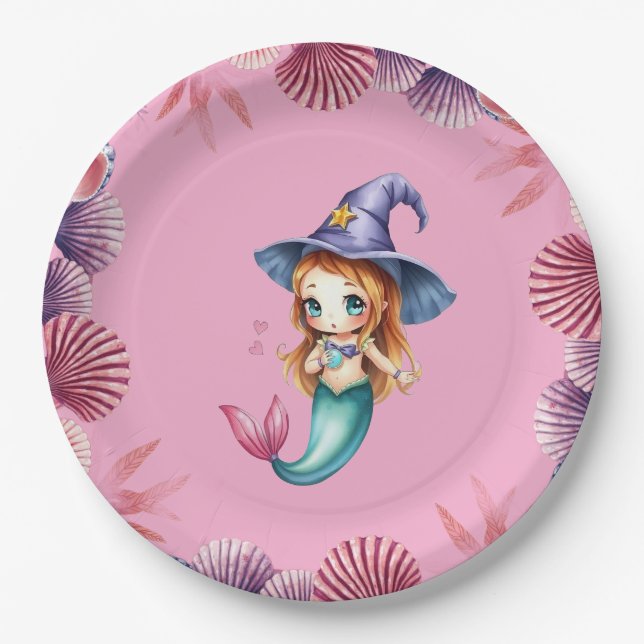 Plato De Papel Pink And Purple Seashells  (Anverso)