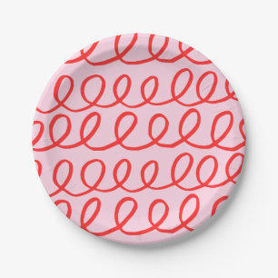 Plato De Papel Pink and Red Abstract Paper Plates
