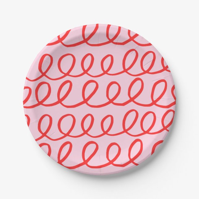 Plato De Papel Pink and Red Abstract Paper Plates (Anverso)