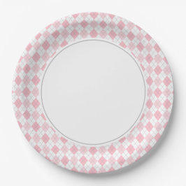 Plato De Papel Pink Argyle