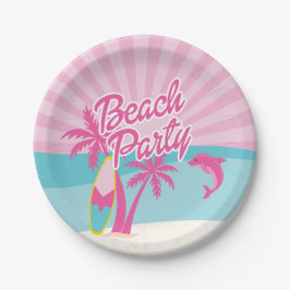 Plato De Papel Pink Beach Palm Birthday