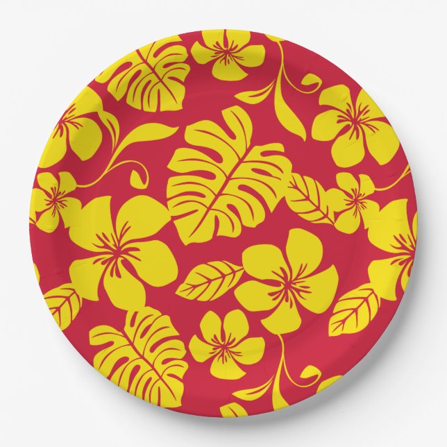 PLATO DE PAPEL PINK BIKINI (ROJO/ORO) (Anverso)