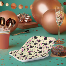 Plato De Papel Pink & Black Polka Dot Glam Pattern