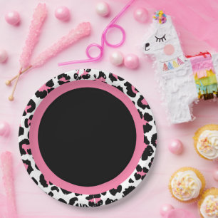 Plato De Papel Pink Black & White Cheetah Print