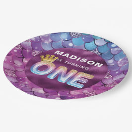 Plato De Papel Pink Blue de la sirena personalizada