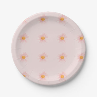 Plato De Papel Pink Blush Boho Daisy Birthday Party 