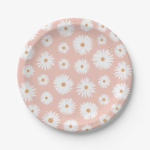 Plato De Papel Pink Boho Daisy Birthday Party