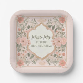 Plato De Papel Pink Boho Floral