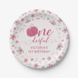 PLATO DE PAPEL PINK BOW & ARCH FALL PUMPKIN FLOWERS BIRTHDAY