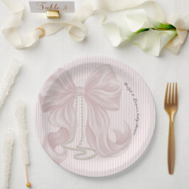 Plato De Papel Pink Bow Baby Shower