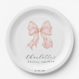 Plato De Papel  Pink Bow Bridal Shower 