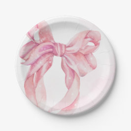 Plato De Papel Pink Bow Girl Baby Shower