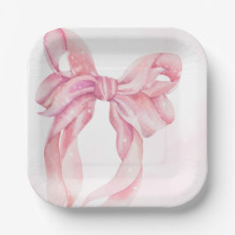 Plato De Papel Pink Bow Girl Baby Shower