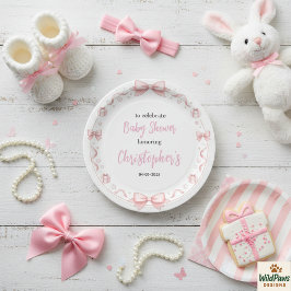 Plato De Papel Pink Bow Girl Baby Shower – Cute & Fun Party