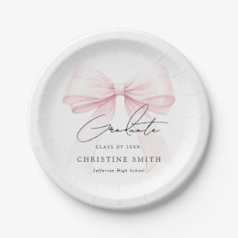 Plato De Papel Pink Bow Graduation Paper Plates