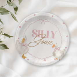 Plato De Papel Pink Bow Silly Goose Coquette Cumpleaños
