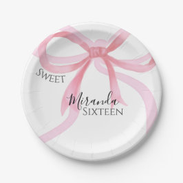 Plato De Papel Pink Bow Sweet Sixteen Birthday