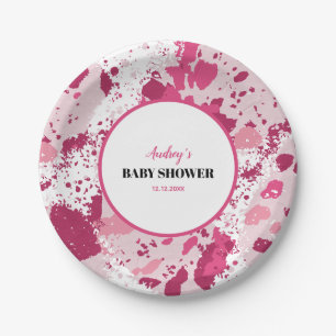 Plato De Papel Pink Camo Baby Shower