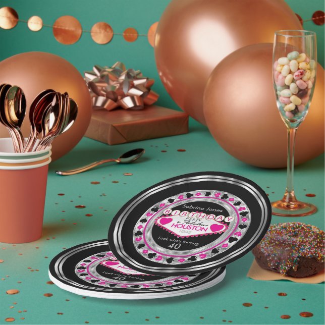 Plato De Papel Pink Casino Poker Chip Birday Party (Multi)