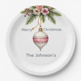 Plato De Papel Pink Christmas Ornament