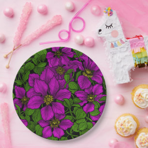 Plato De Papel Pink Clematis
