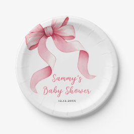 Plato De Papel Pink Coquette Bow Baby Shower