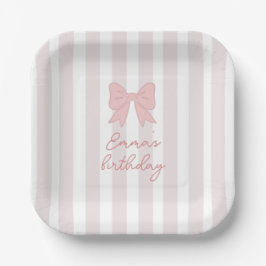 Plato De Papel Pink Coquette Bow Birthday 
