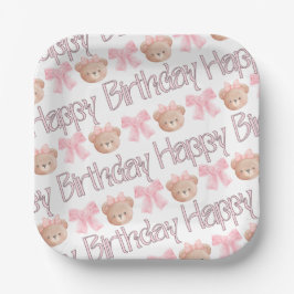 Plato De Papel Pink Coquette Happy Birday