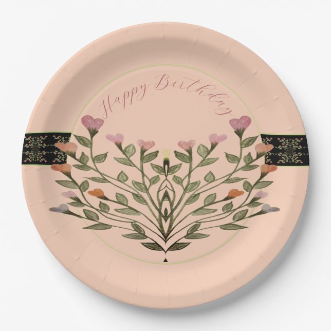 Plato De Papel Pink Coral Pastel (Anverso)