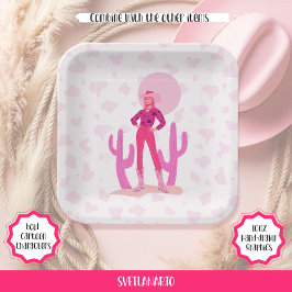 Plato De Papel Pink Cowgirl Country Coquette Western Paper Plate