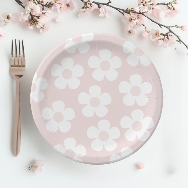 Plato De Papel Pink Daisy Floral (Subido por el creador)
