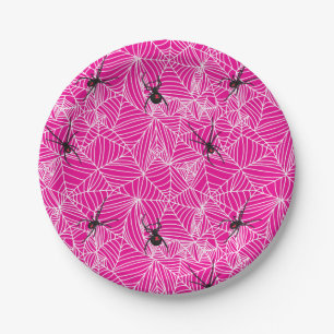 Plato De Papel Pink de la web de araña de viudas negras