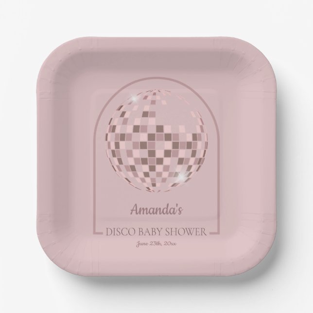 Plato De Papel Pink Disco Boogie Baby Shower (Anverso)