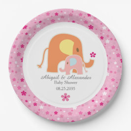Plato De Papel Pink Elephant Baby Shower Paper Plate
