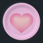 Plato De Papel Pink faed heart<br><div class="desc">Este plato presenta un corazón rosa único muy grande y un centro blanco. Ideal para una bebé con ducha,  bautismo o primer cumpleaños.</div>