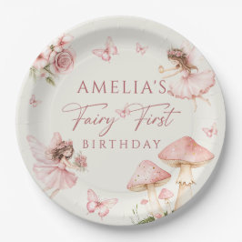Plato De Papel Pink Fairy First Birthday Party Paper Plates